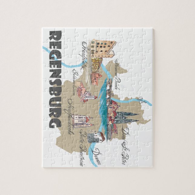 Puzzle Carte de Ratisbonne Allemagne (Vertical)