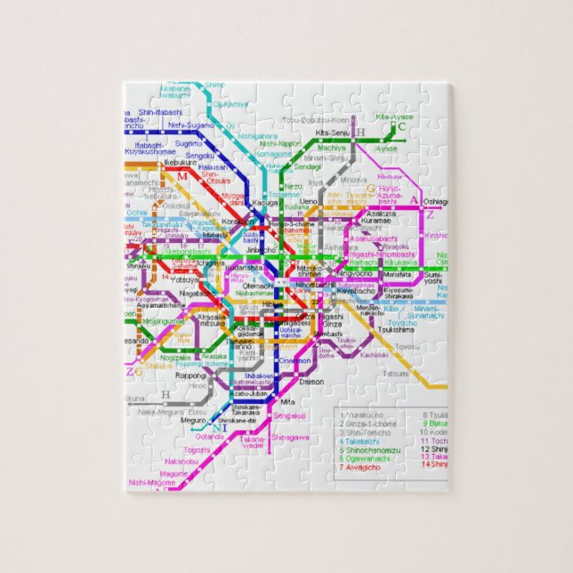 Puzzle Carte de souterrain de Tokyo Japon (Vertical)