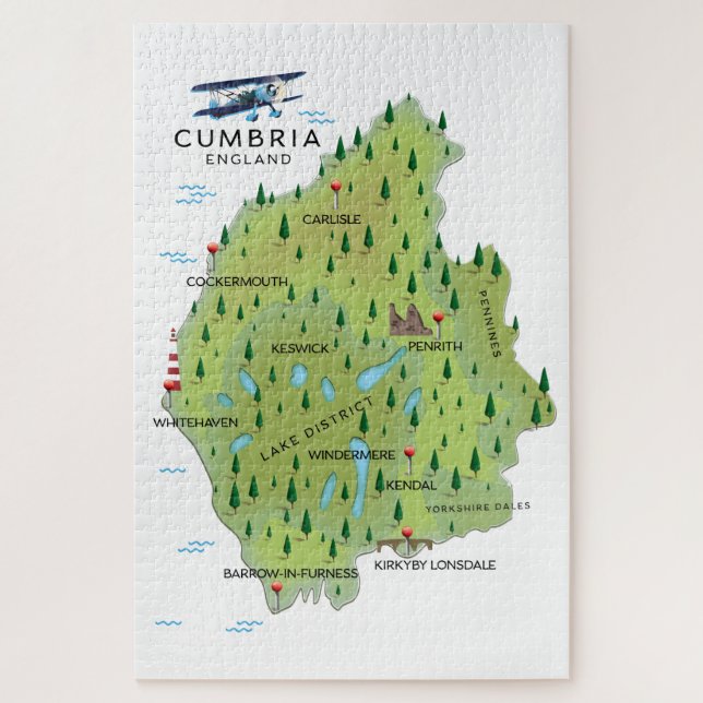 Puzzle Carte de voyage Cumbria Angleterre poster de voyag (Vertical)