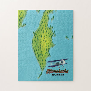 Puzzle Carte de voyage de la péninsule de Kamtchatka Russ