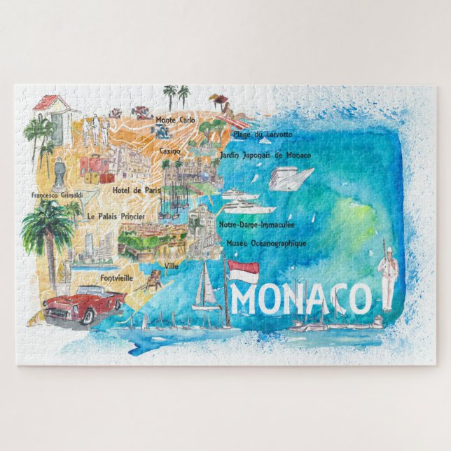 Puzzle Carte de voyage Monaco Europe (Horizontal)