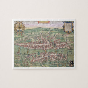 Puzzle Carte de Zurich, de "Civitates Orbis Terrarum" par
