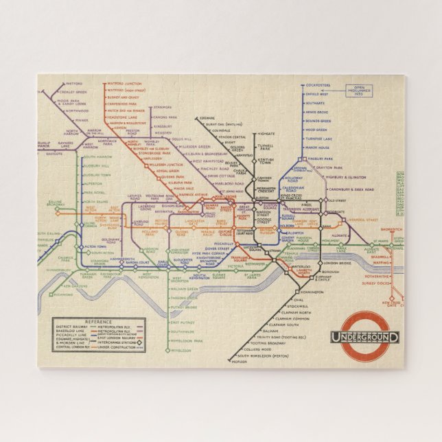 Puzzle Carte des chemins de fer souterrains de Londres (Horizontal)
