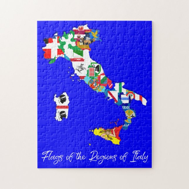 Puzzle Carte des drapeaux italiens, italiens, éducatifs (Vertical)