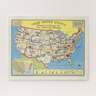 Puzzle Carte des États-Unis - Patrimoine américain