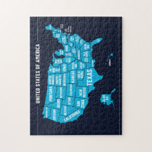 Puzzle Carte des États-Unis Teal Design Minimaliste