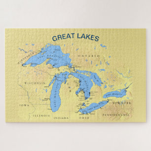 Puzzle Carte des Grands Lacs Amérique du Nord 20x30