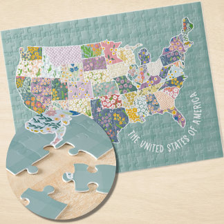 Puzzle Carte des motifs floraux des États-Unis