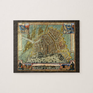 Puzzle Carte des rues antiques d'Amsterdam, Pays-Bas