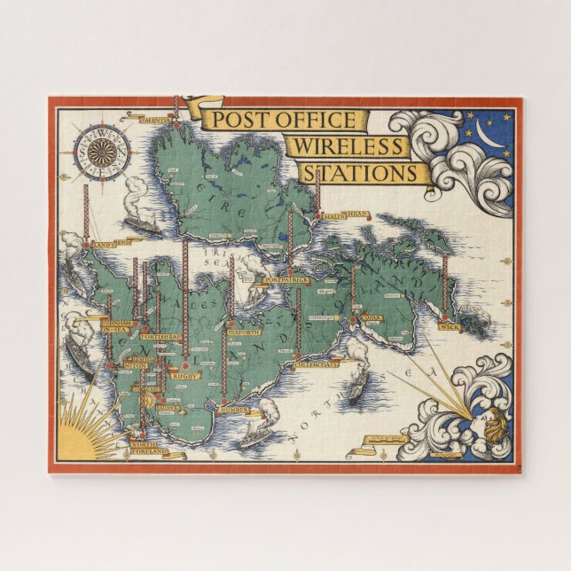Puzzle Carte des stations sans fil des Postes, Grande-Bre (Horizontal)