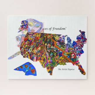 Puzzle Carte des visages de Freedom USA