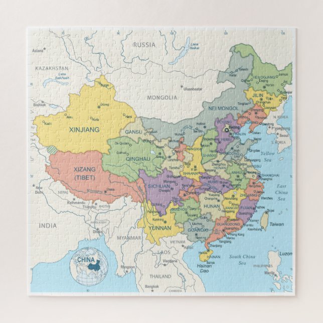 Puzzle Carte détaillée de la Chine (Vertical)