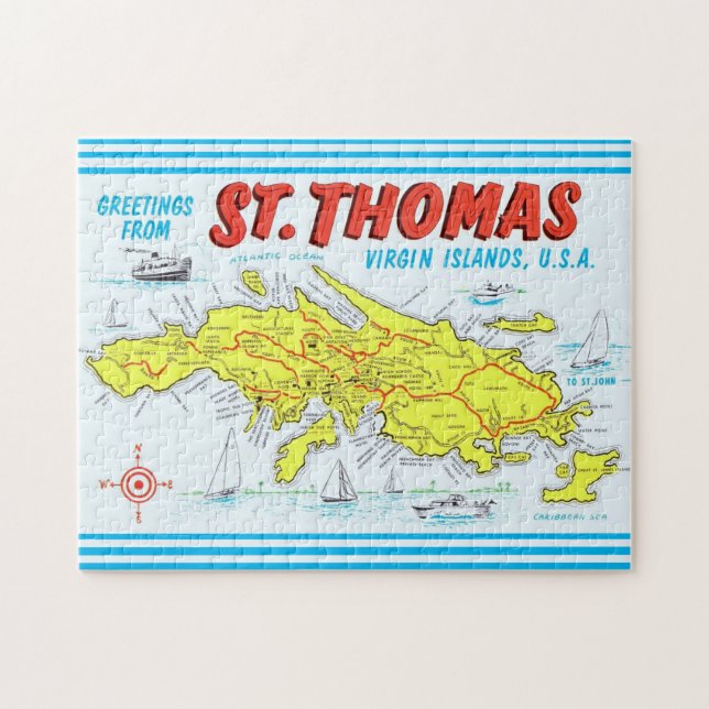 Puzzle Carte détaillée des îles Vierges de Saint-Thomas (Horizontal)