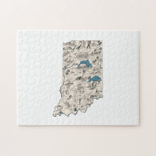Puzzle Carte d'image Vintage en forme d'Indiana