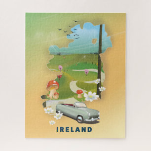 Puzzle Carte d'Irlande affiche de voyage vintage