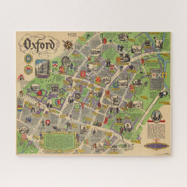 Puzzle Carte d'Oxford, Angleterre (British Railways) (Horizontal)