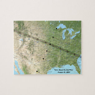Puzzle Carte du chemin d'Eclipse solaire 2017