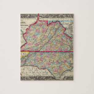 Puzzle Carte du comté de Virginie et de la Caroline du N