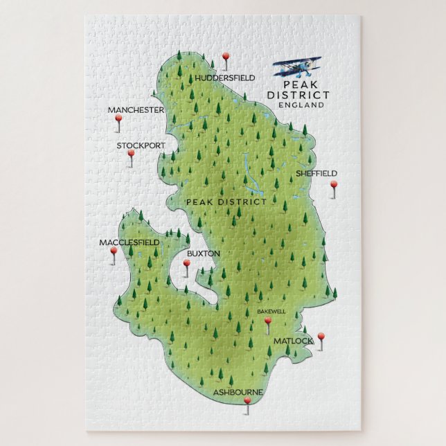 Puzzle Carte du district de Peak Angleterre (Vertical)