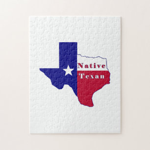 Puzzle Carte du drapeau texan natif