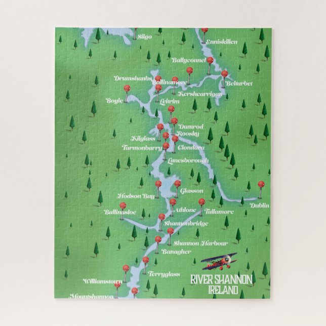 Puzzle Carte du fleuve Shannon Irlande (Vertical)