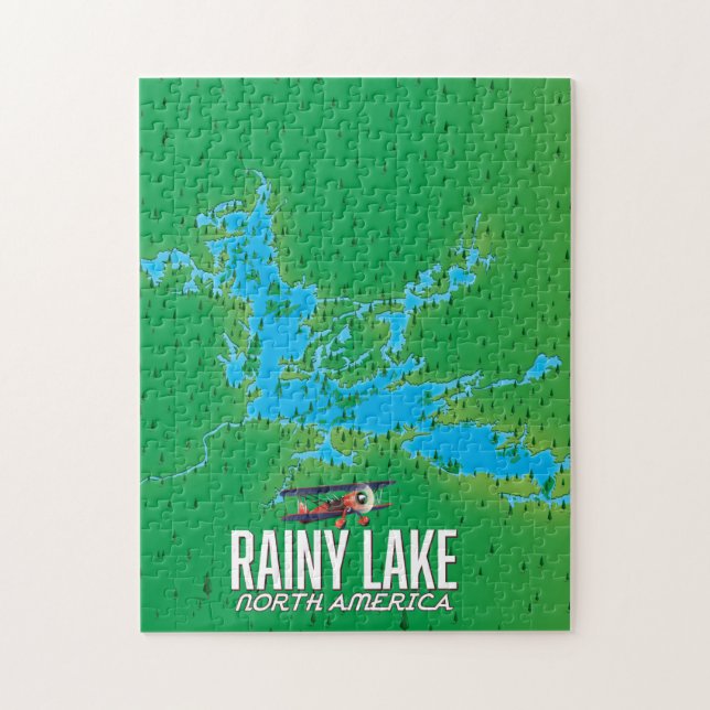 Puzzle Carte du lac Rainy North American (Vertical)