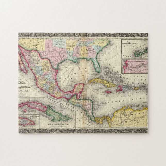 Puzzle Carte Du Mexique, Amérique Centrale (Horizontal)