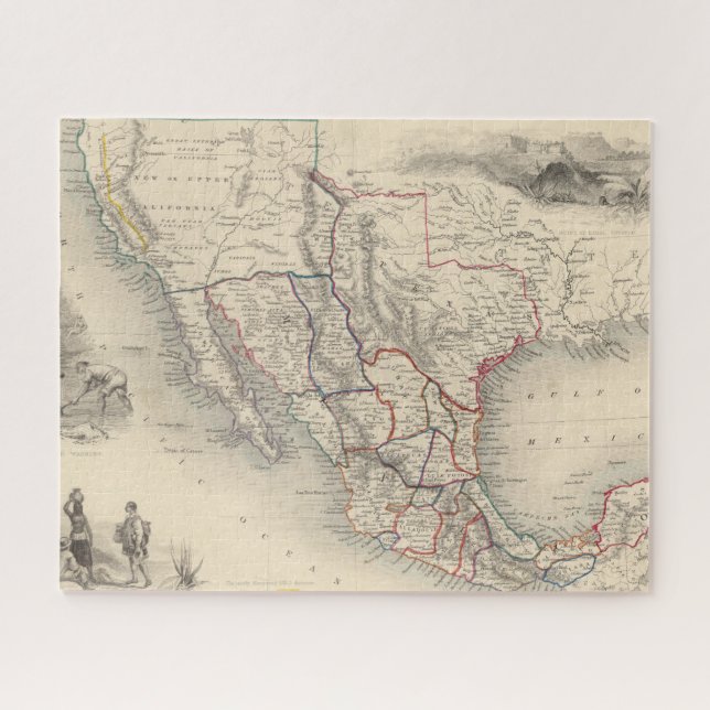 Puzzle Carte du Mexique, de la Californie et du Texas (Horizontal)