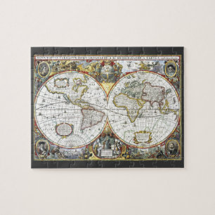 Puzzle Carte du monde antique par Hendrik Hondius, 1630