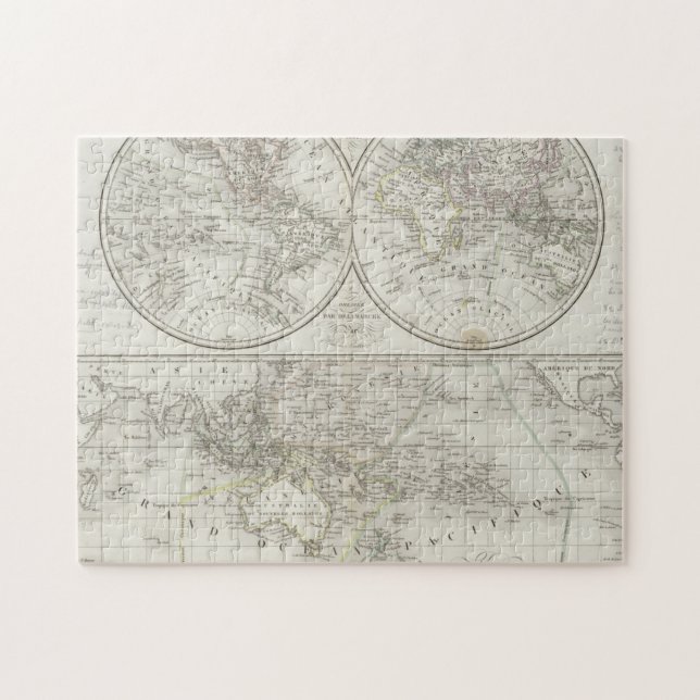 Puzzle Carte du monde dans deux hémisphères (Horizontal)