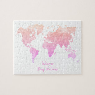 Puzzle Carte du monde de l'aquarelle Baby shower Livre d'