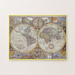 Puzzle Carte du monde Vintage montrant de nouvelles déco
