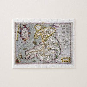 Puzzle Carte du Pays de Galles, c.1630 édité (main-colo