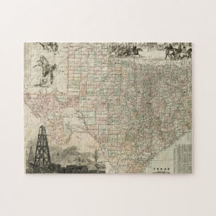 Puzzle Carte du Texas avec des frontières du comté