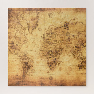 Puzzle Carte du Vieux-Monde : Parchemin Vintage