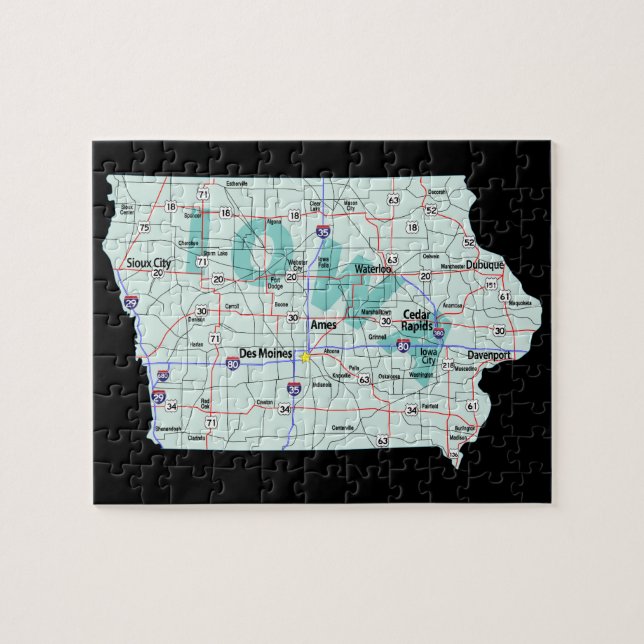 Puzzle Carte d'un état à un autre de l'Iowa (Horizontal)