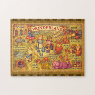 Puzzle Carte Fantaisiste des Aventures d'Alice au Pays de