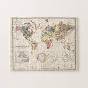 Puzzle Carte géologique Vintage du monde (1856)