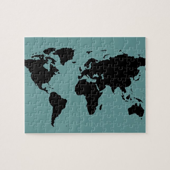 Puzzle carte graphique noire du monde (Horizontal)