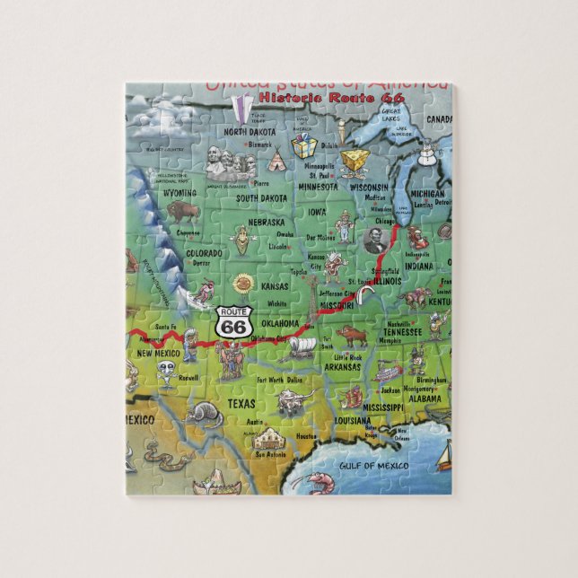 Puzzle Carte historique de bande dessinée de l'itinéraire (Vertical)