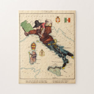 Puzzle Carte illustrative vintage de l'Italie (1869)