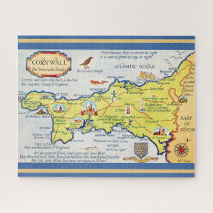 Puzzle Carte illustrée 16x20 de Cornouailles Angleterre