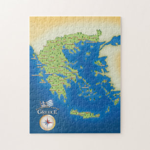 Puzzle Carte illustrée de Grèce