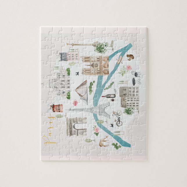 Puzzle Carte illustrée de l'affiche de Paris (Vertical)