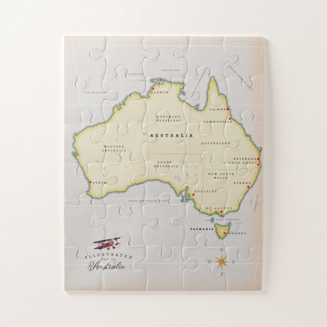 Puzzle Carte illustrée de l'Australie (Vertical)