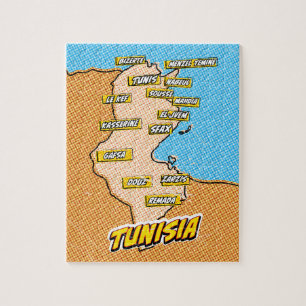 Puzzle Carte illustrée de Tunisie Pop Art