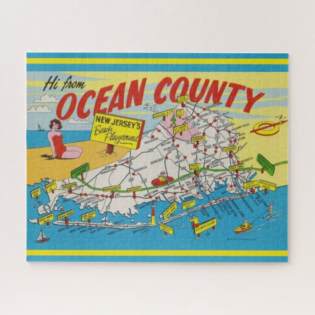Puzzle Carte illustrée Jersey Shore 16x20 (Horizontal)