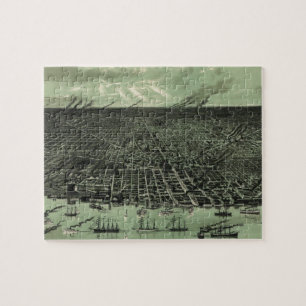 Puzzle Carte imagée vintage de Detroit Michigan (1889)