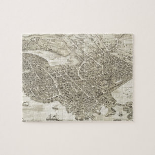 Puzzle Carte imagée vintage de Portsmouth NH (1877)