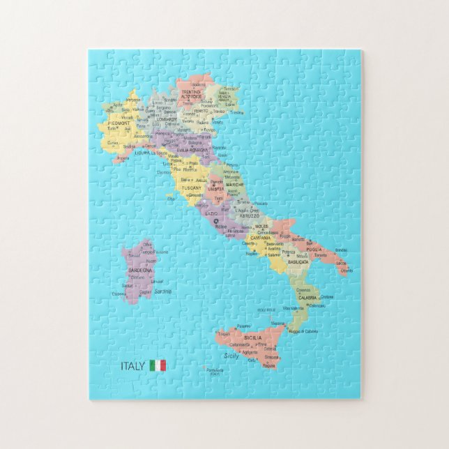 Puzzle Carte isolée des régions d'Italie (Vertical)